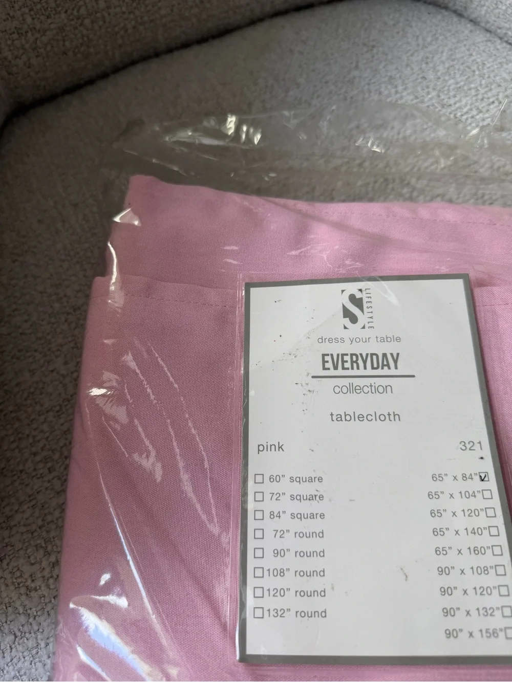 Everyday Design Solid Color Tablecloth 65x84” Pink